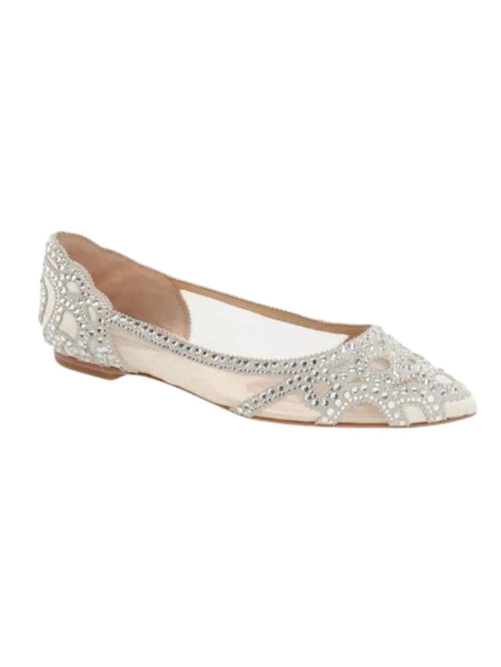 Badgley Mischka Silvery Crystal Pointed-Toe Flats Size 11